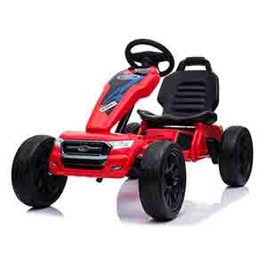 Electric Car Licensed Kids Go-Kart Racer Ride-On Car with Push-to-Start, Foot Pedal
